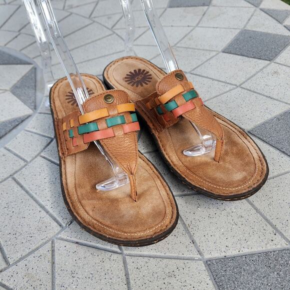 UGG Jenaya Leather Woven Strap Thong Sandals 7 - Picture 10 of 10